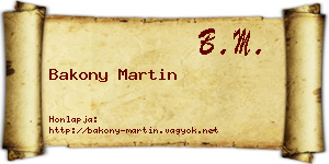 Bakony Martin névjegykártya